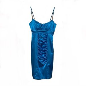 ✨ GLAM Cerulean blue satin cocktail dress! 👗